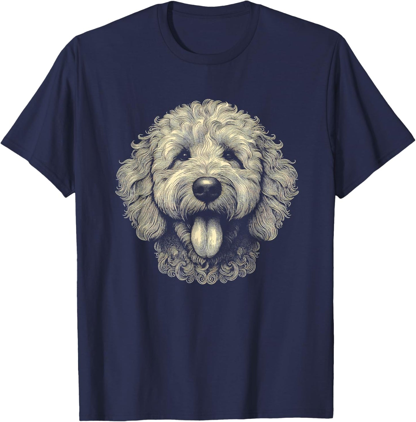 Goldendoodle Dog Face Art Design T-Shirt - T-Shirt | Navy