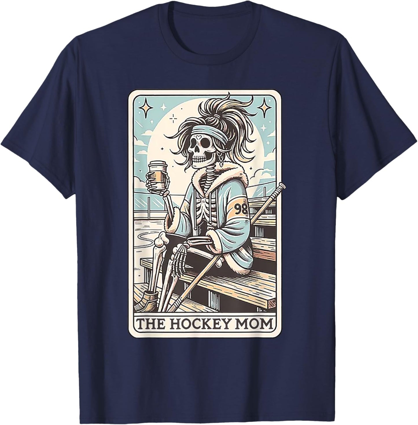 Hockey Mom Funny Skeleton Card T-Shirt - T-Shirt | Navy