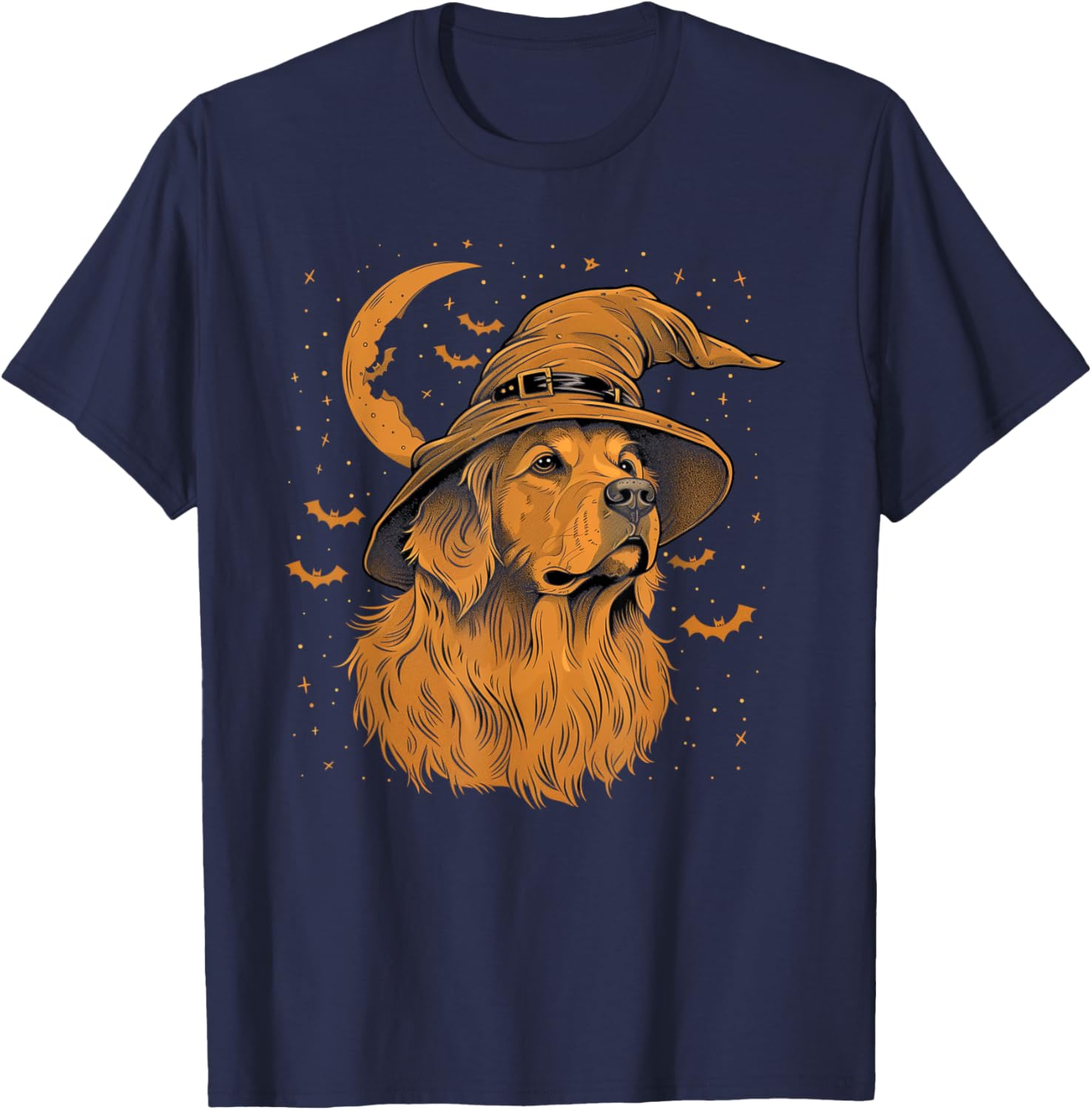 Golden Retriever Halloween Funny Cute Dog Mom Wizard Witch Women Kids T-Shirt - T-Shirt | Navy