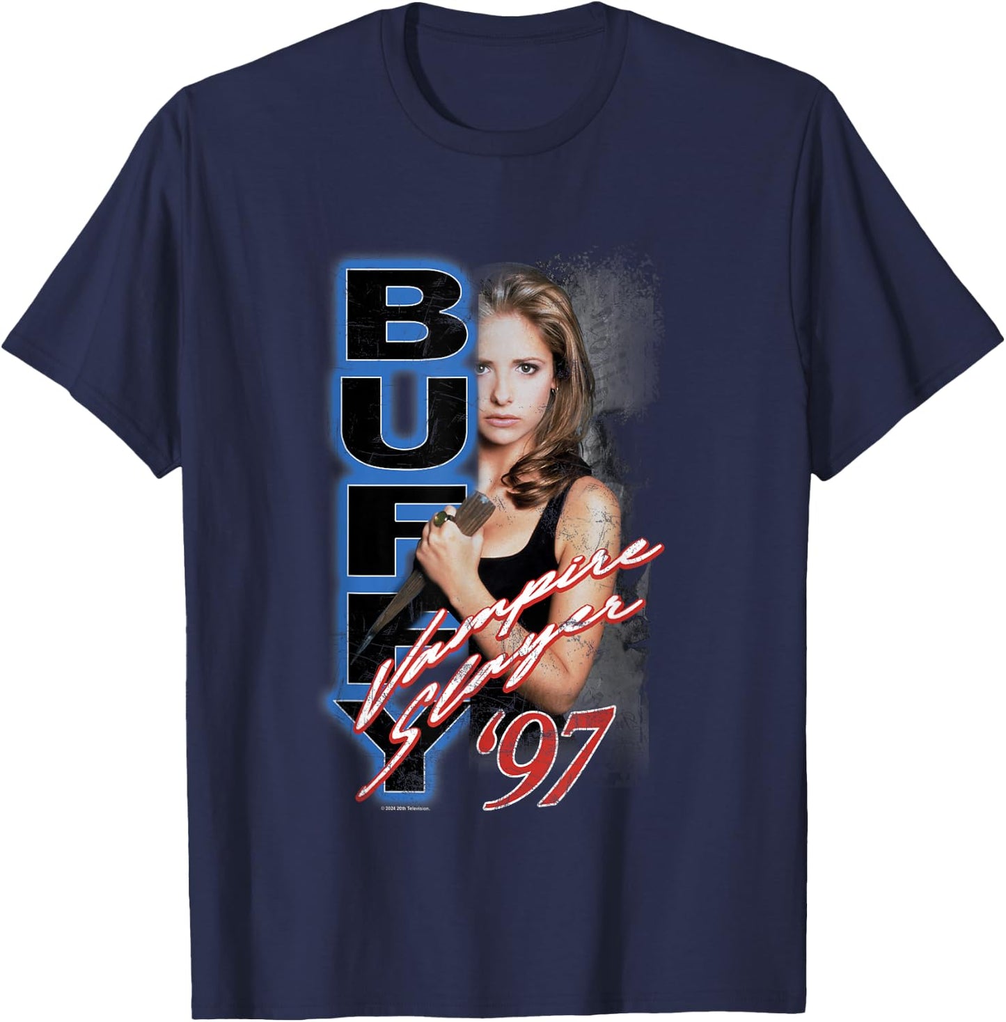 Buffy The Vampire Slayer Vintage '97 Split Buffy Portrait T-Shirt - T-Shirt | Navy