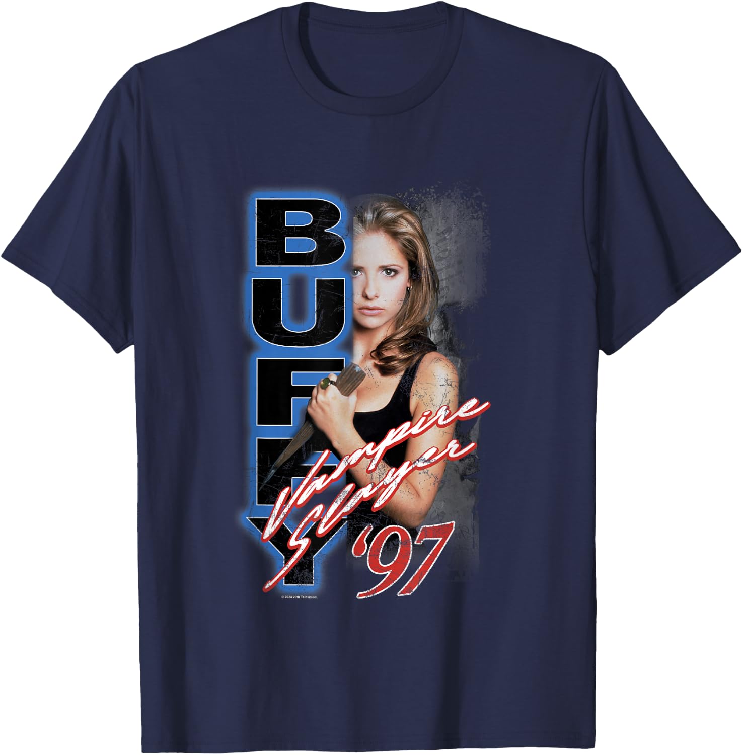 Buffy The Vampire Slayer Vintage '97 Split Buffy Portrait T-Shirt - T-Shirt | Navy