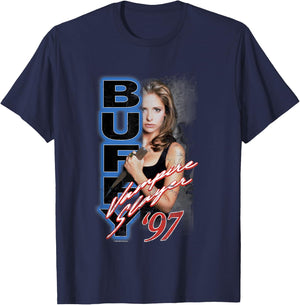 Buffy The Vampire Slayer Vintage '97 Split Buffy Portrait T-Shirt - T-Shirt | Navy