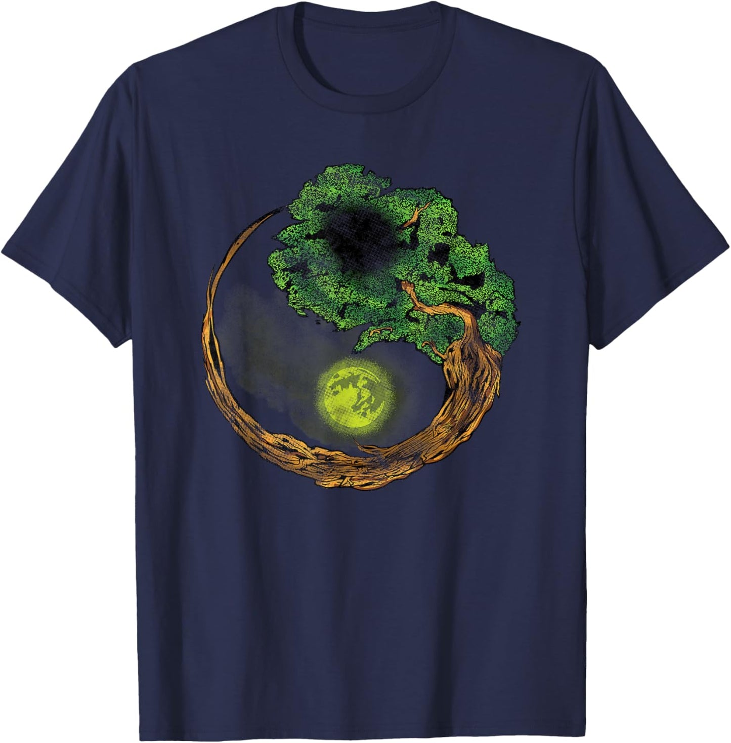 Yin Yang Bonsai Tree Japanese Buddhist Zen T-Shirt - T-Shirt | Navy