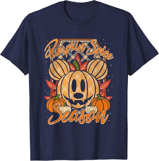 Disney Mickey and Friends Halloween Pumpkin Spice Chest Logo T-Shirt - T-Shirt | Navy