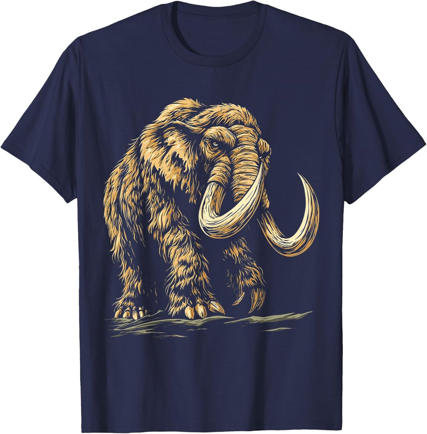 Mammoth Mythical Motif Fantasy Artwork Mammoth T-Shirt - T-Shirt | Navy