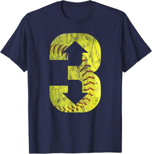 3 Up 3 Down | Three Up Three Down Softball Distressed T-Shirt - T-Shirt | Navy