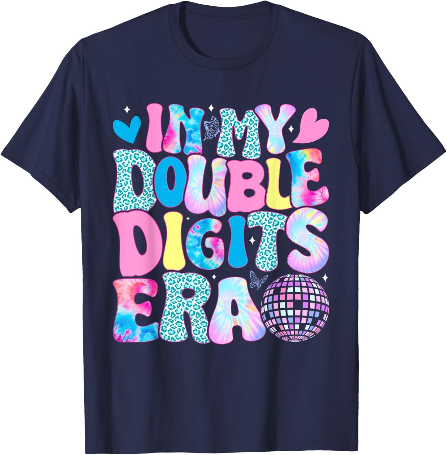In My Double Digits Era Retro 10 Year Old 10th Birthday Girl T-Shirt - T-Shirt | Navy