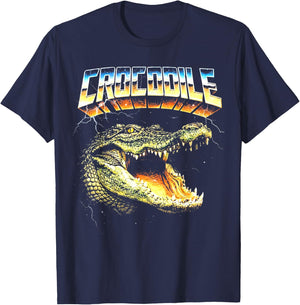 Crocodile Heavy Metal 80s Animal Rock Music Concert T-Shirt - T-Shirt | Navy