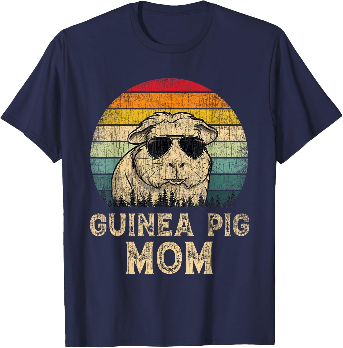 Vintage Guinea Pig Mom Guinea Pig Lovers Mommy Mother's Day T-Shirt - T-Shirt | Navy