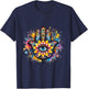 Beautiful Hamsa Hand Colorful with Fatima Eye and Lotus T-Shirt - T-Shirt | Navy