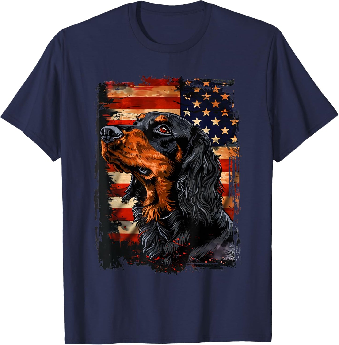 Gordon Setter American Flag Kids Men T-Shirt - T-Shirt | Navy