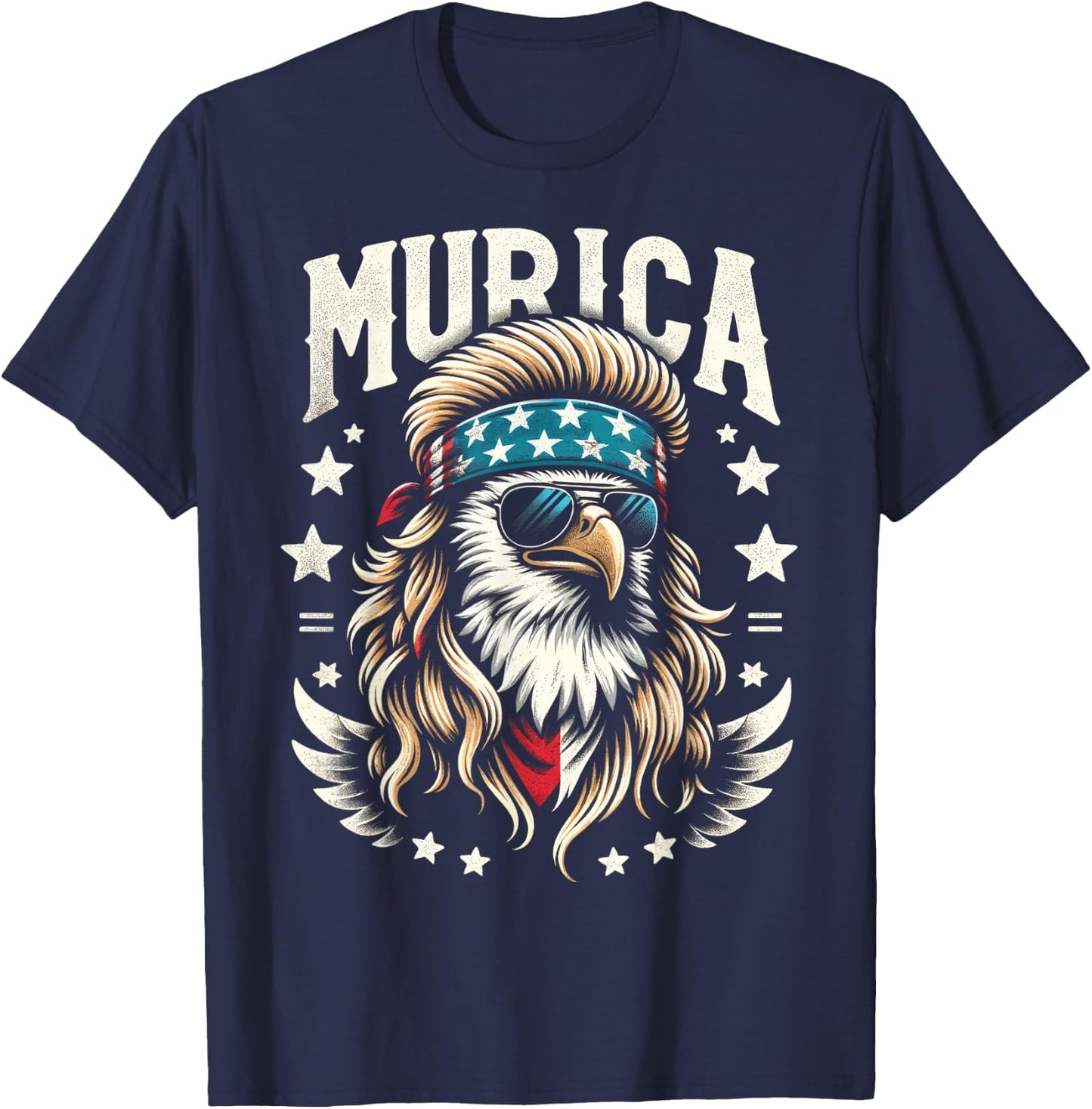 4th of July Patriotic Funny Eagle July 4th USA Murica Women Kids Men T-Shirt - T-Shirt | Navy