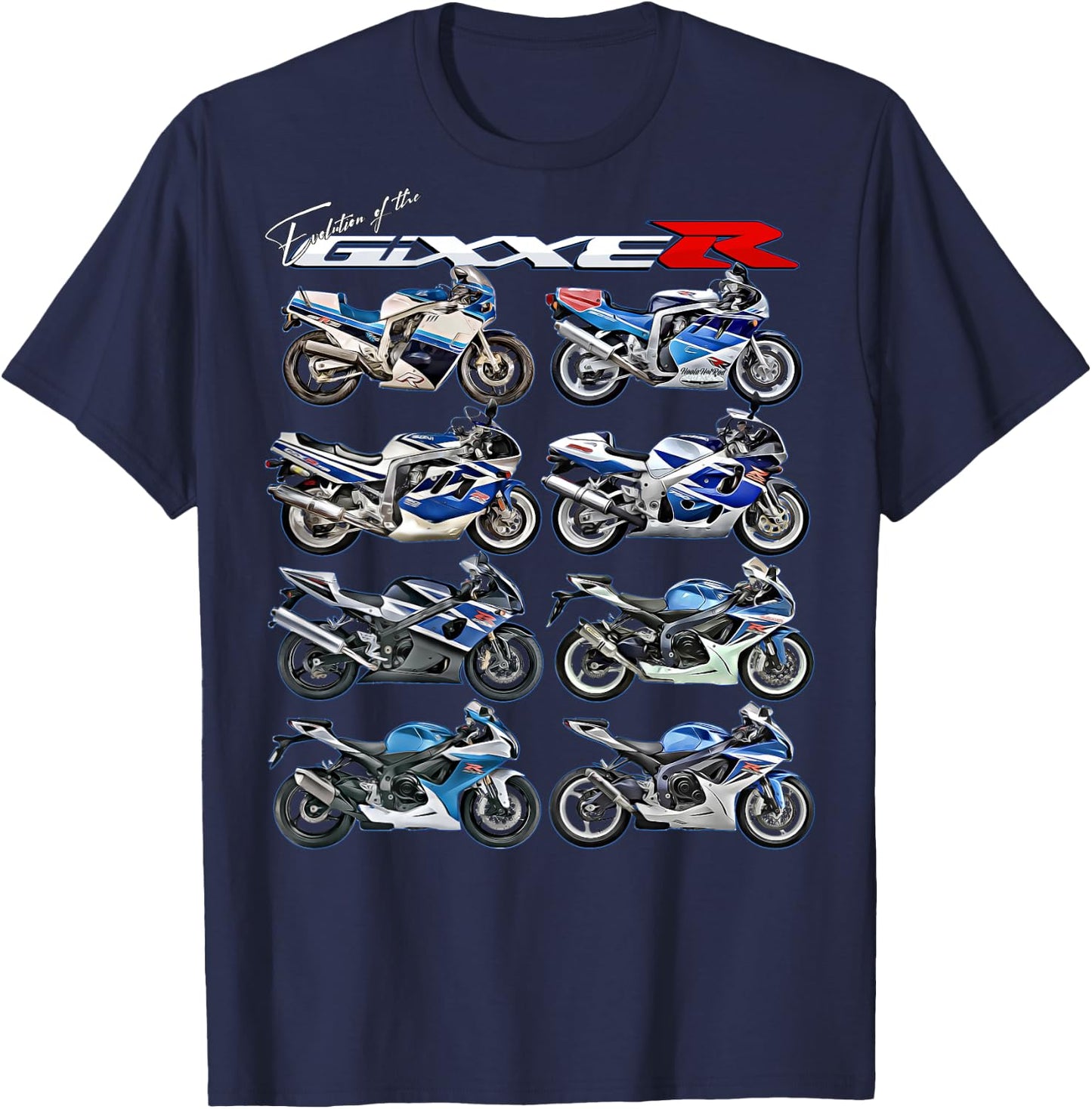 Gixxer,Evolution,GSXR,Road Racing,Motorcycle,Motorbike,Bike T-Shirt - T-Shirt | Navy