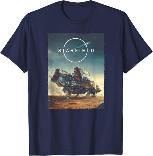 Starfield Spaceship Frontier Video Game T-Shirt - T-Shirt | Navy