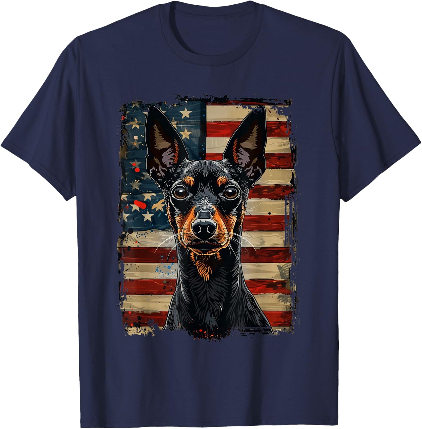 Manchester Terrier American Flag T-Shirt - T-Shirt | Navy