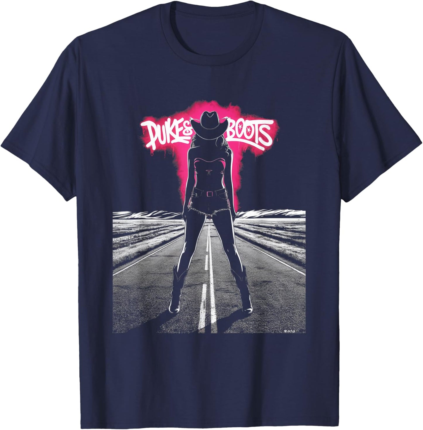Dukes And Boots Cool Daisy Cowgirl Chick T-Shirt - T-Shirt | Navy