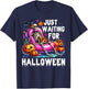 Funny Just Waiting For Halloween Skeleton Spooky Vibe Summer T-Shirt - T-Shirt | Navy