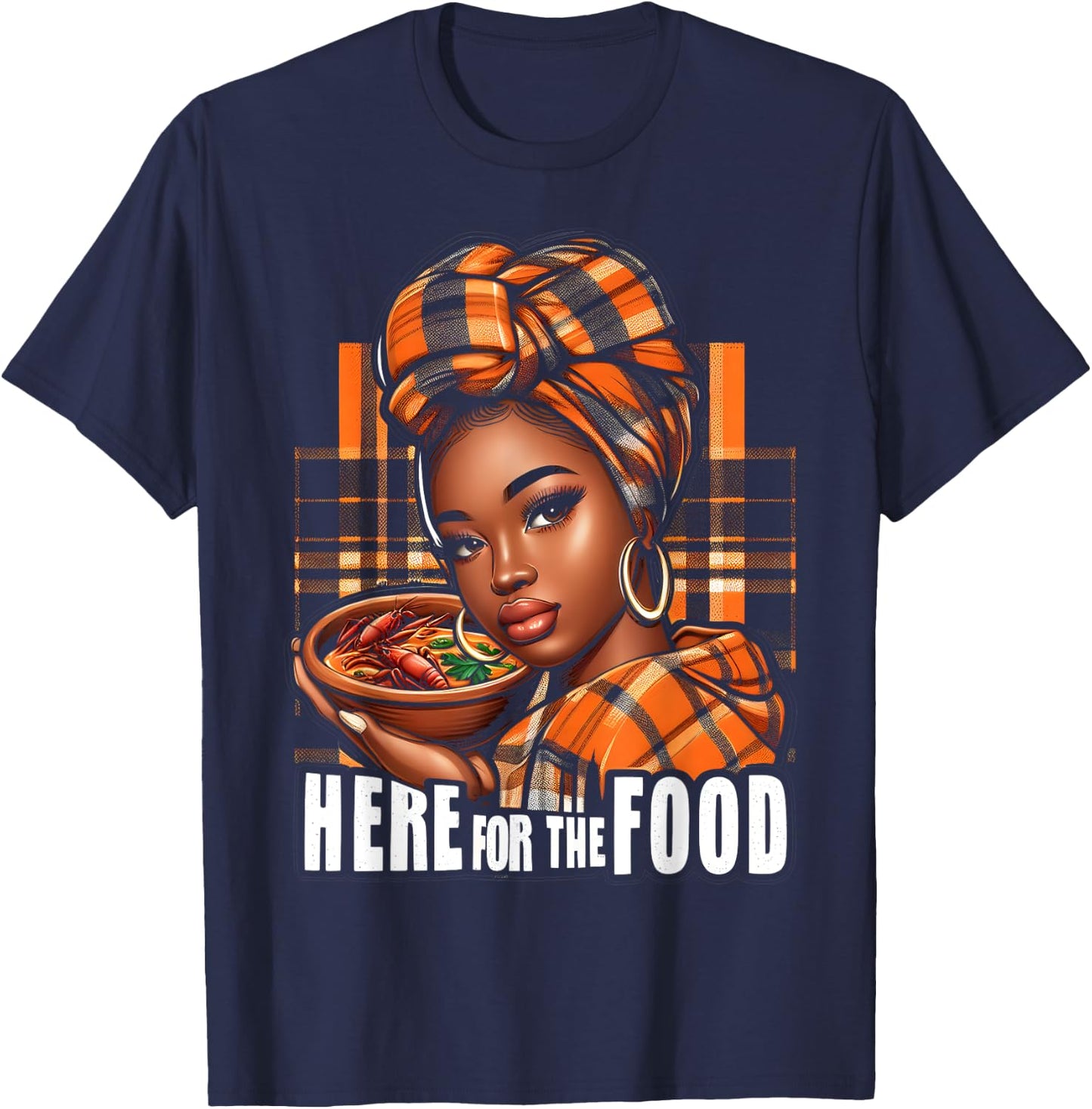 Creole Day, Here For The Food, Jounen Kweyol, Madras Women's T-Shirt - T-Shirt | Navy