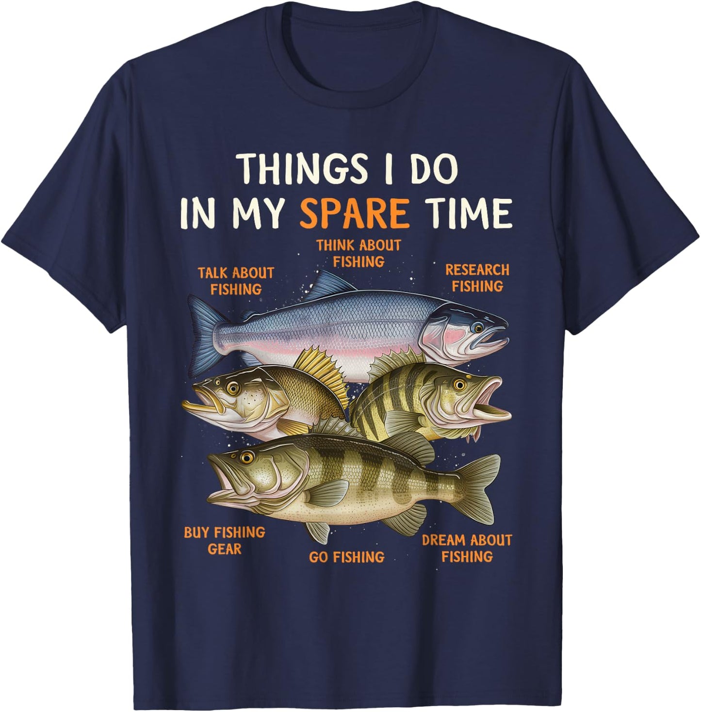 Funny Fishing Apparel , Youth and Boys | Bass Lovers T-Shirt - T-Shirt | Navy