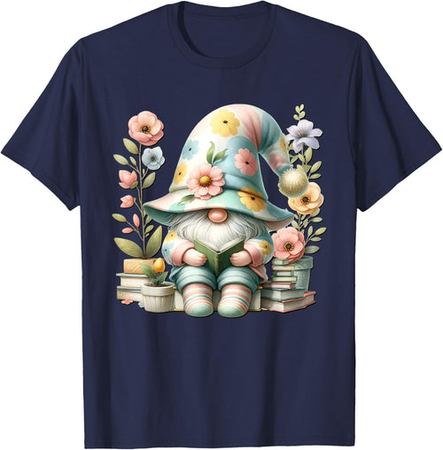 Book Reading Themed Retired Gnome Cute Wildflower