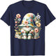 Book Reading Themed Retired Gnome Cute Wildflower T-Shirt - T-Shirt | Navy