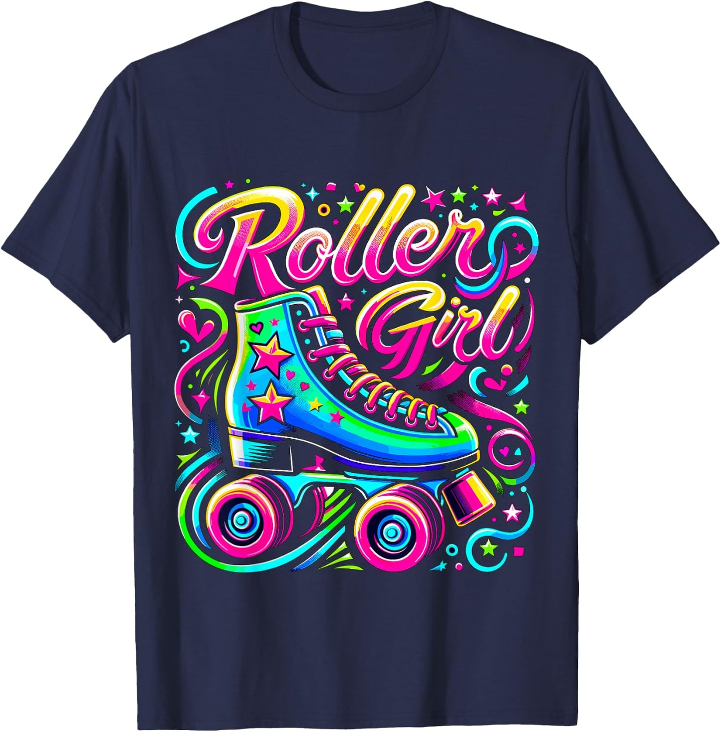 Roller Girl Roller Skates 90s 80s T-Shirt - T-Shirt | Navy