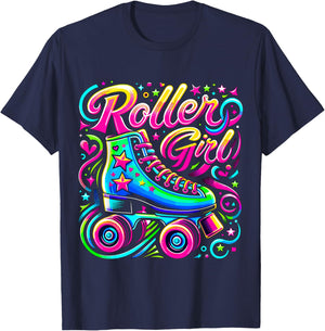 Roller Girl Roller Skates 90s 80s T-Shirt - T-Shirt | Navy
