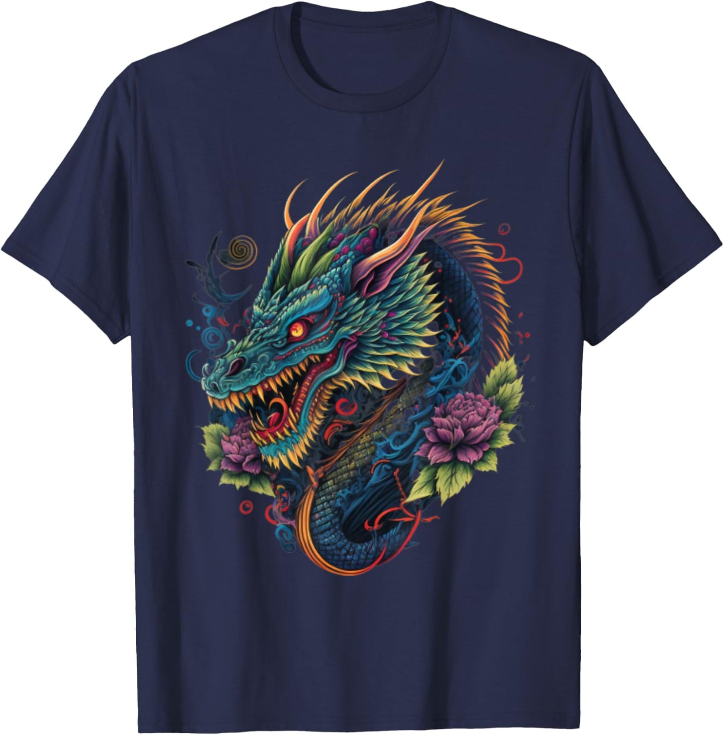 Chinese Asian Culture Dragon Japanese T-Shirt - T-Shirt | Navy