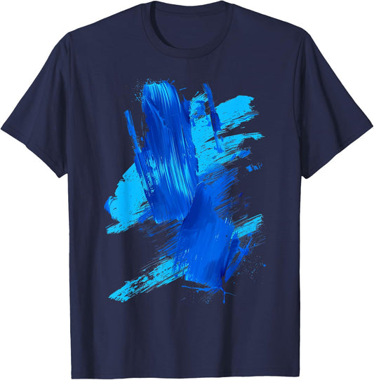 Blue Brushstroke Art T-Shirt - T-Shirt | Navy