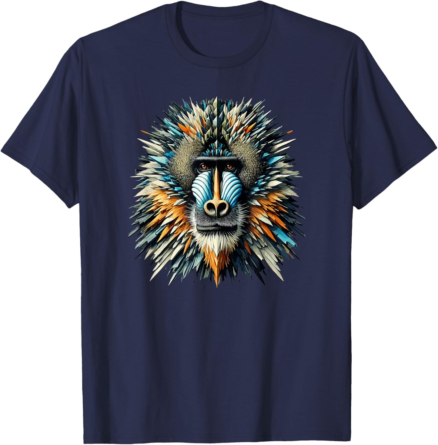 Polygon Art Mandrill Mandrills T-Shirt - T-Shirt | Navy