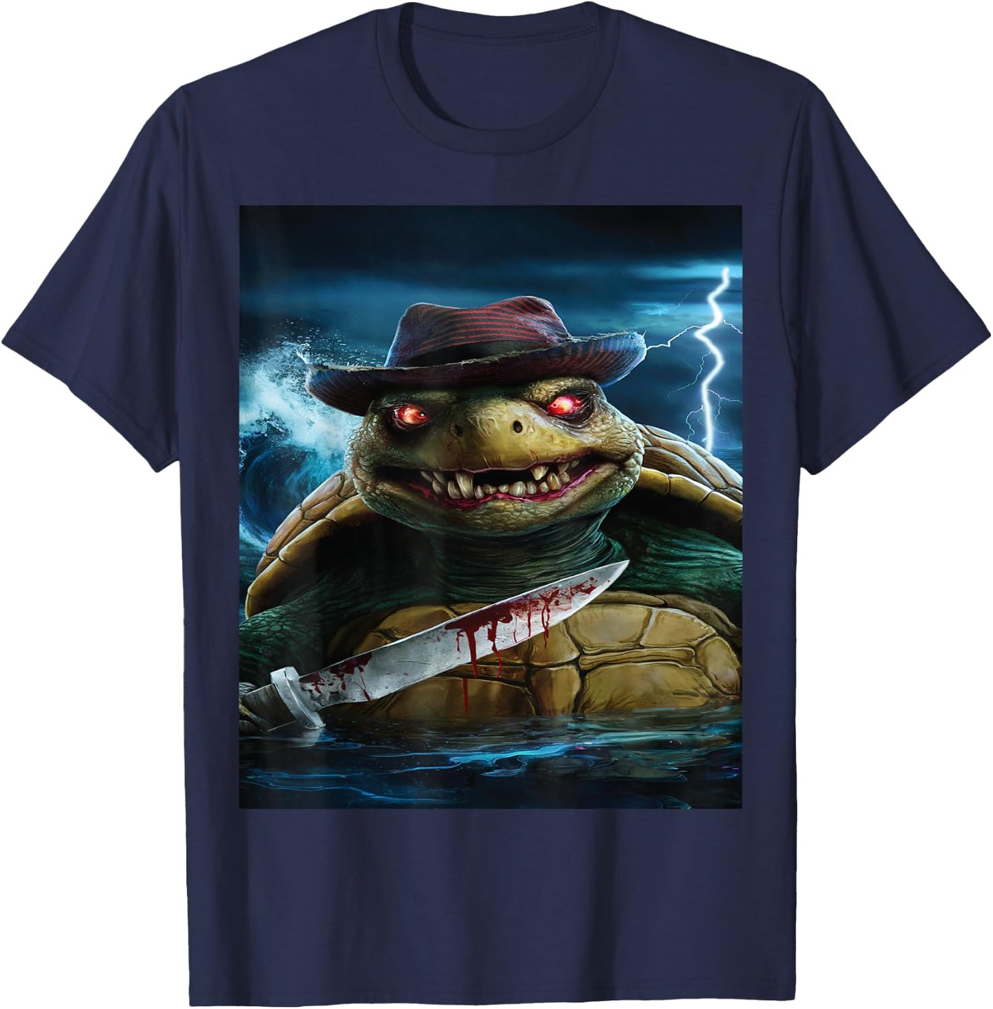 Creepy Scary Halloween Turtle T-Shirt - T-Shirt | Navy