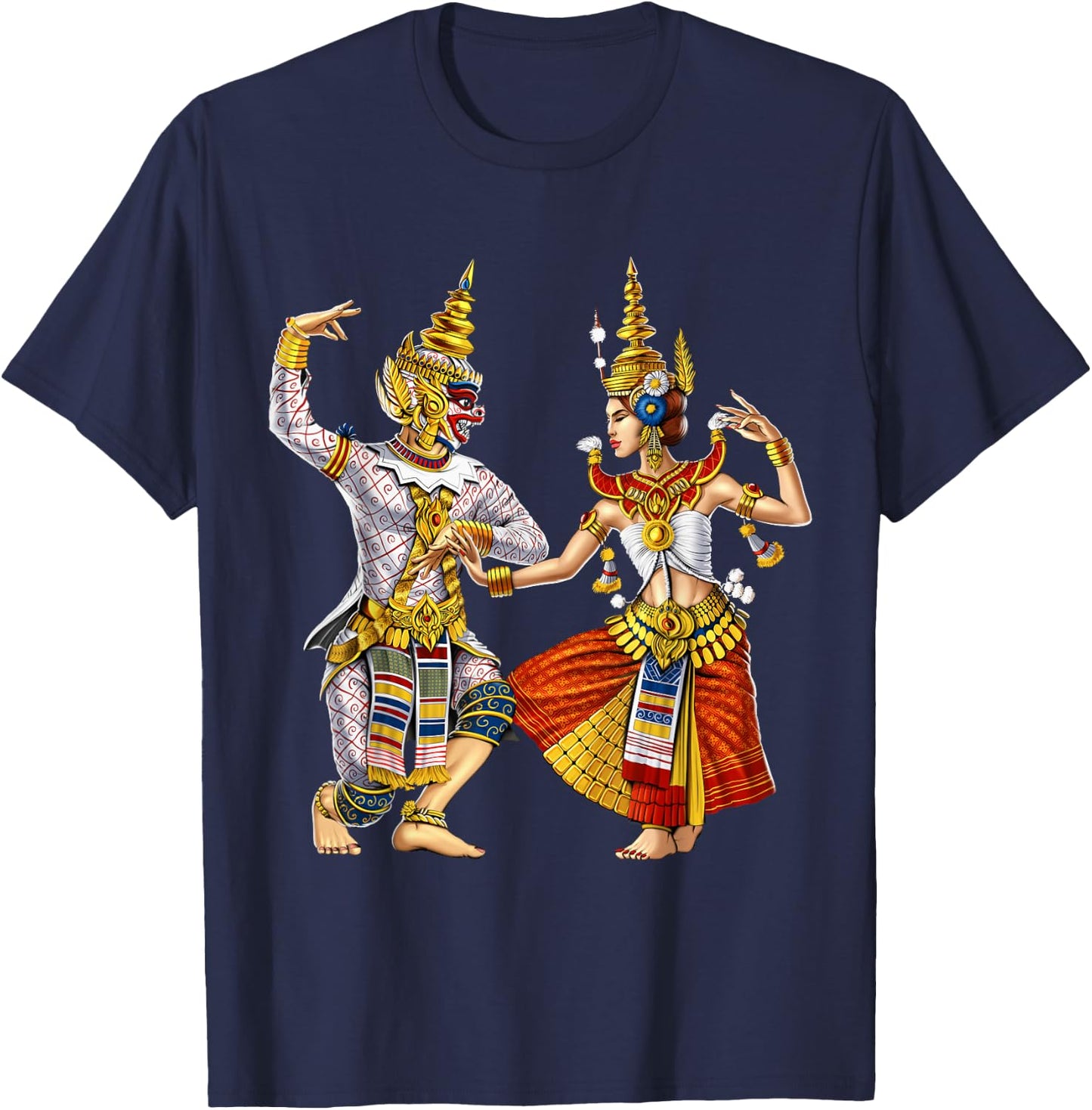 Cambodian Khmer Traditional Dance Apsara Cambodia Dancers T-Shirt - T-Shirt | Navy