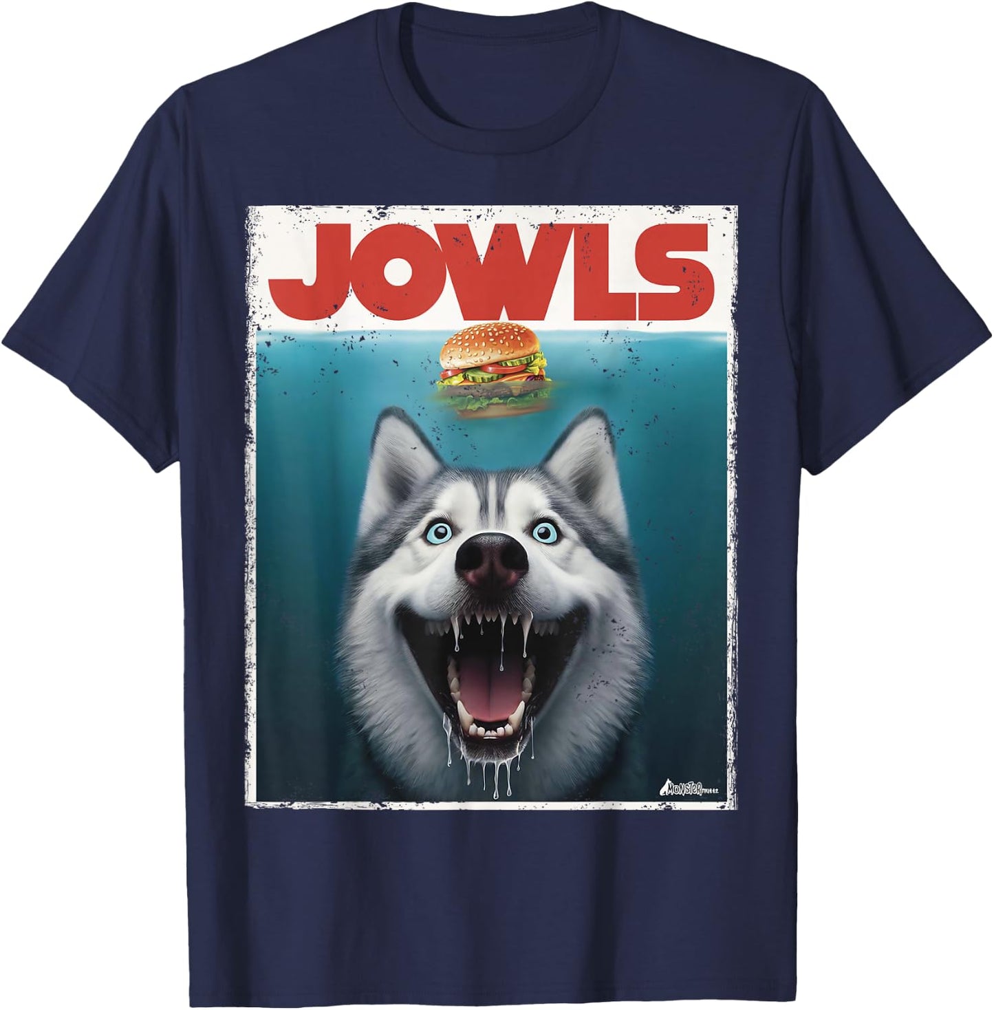 Funny Siberian Husky Jowls, Sled Dog Mom Top Alaskan Dog Dad T-Shirt - T-Shirt | Navy