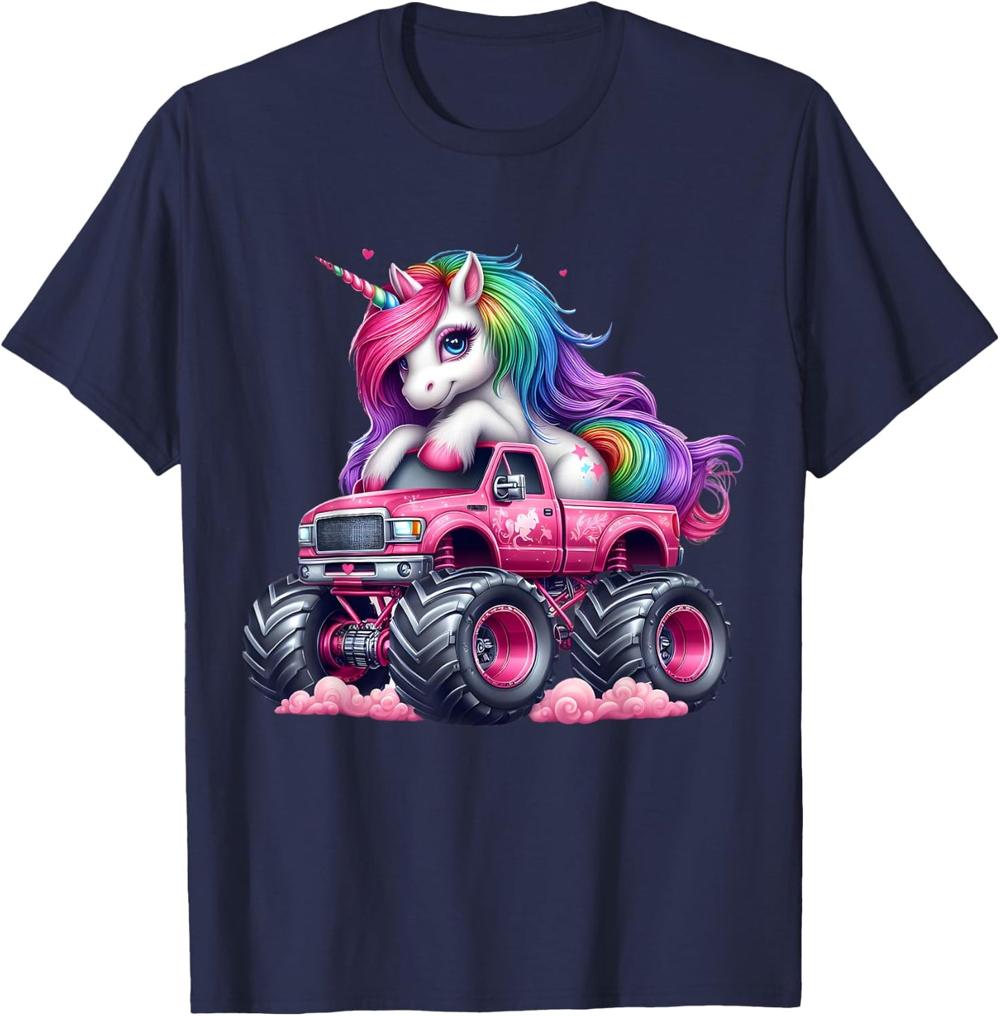 Monster Truck Unicorn Birthday Party Monster Truck Girl T-Shirt - T-Shirt | Navy