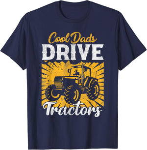 Cool Dads Drive Tractors Farmer Dad Funny Dad Farming , Small, Black T-Shirt - T-Shirt | Navy