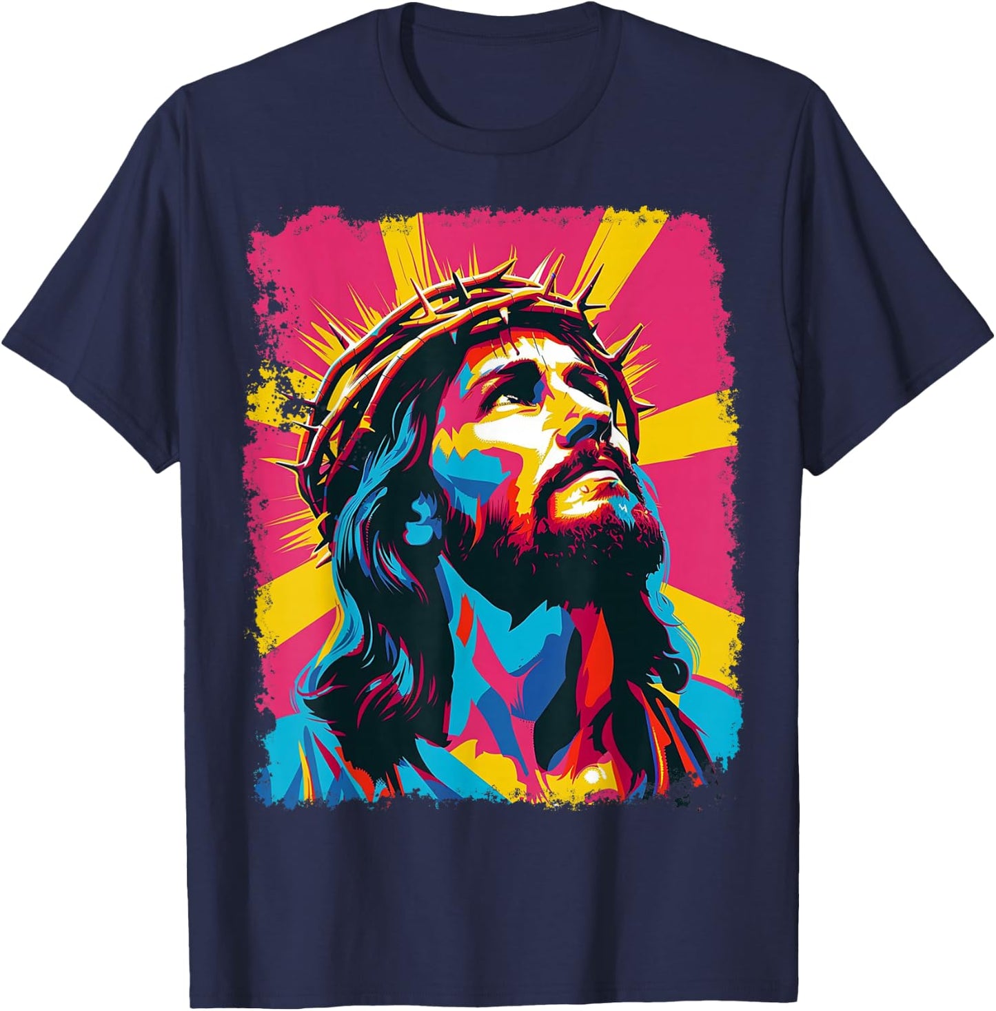 Jesus Christ Pop Art Designer T-Shirt - T-Shirt | Navy