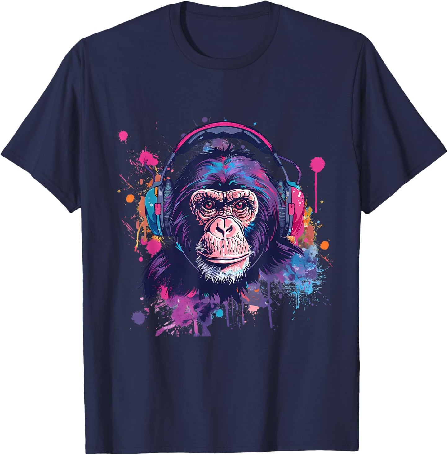 DJ Monkey Splash House Music Beatmaker Music Headphones T-Shirt - T-Shirt | Navy