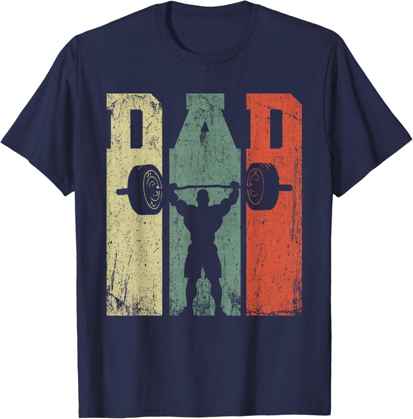 Vintage Weightlifting Dad Daddy Silhouette Gym Father's Day T-Shirt - T-Shirt | Navy
