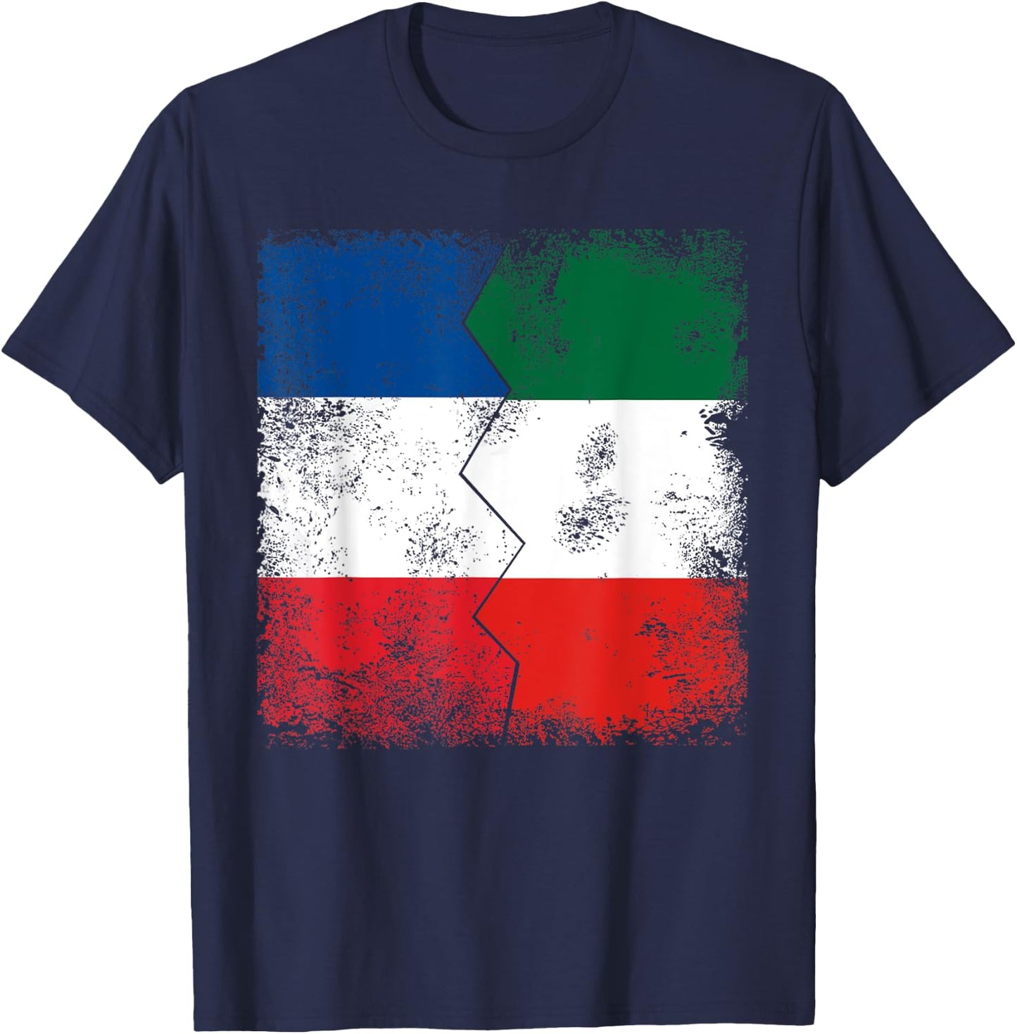 France Italy Flags | Half Italian French Roots Italia T-Shirt - T-Shirt | Navy