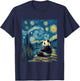 Cute Panda Bear - Van Gogh Style - Starry Night Graphic T-Shirt - T-Shirt | Navy
