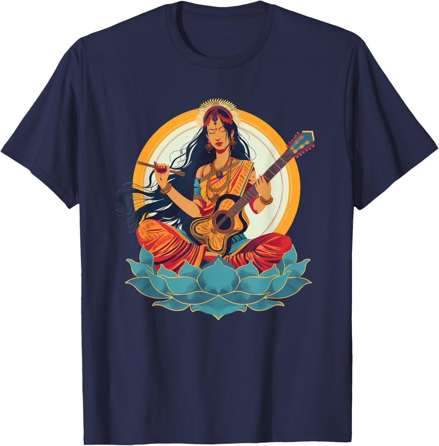 Saraswati 90s Retro T-Shirt - T-Shirt | Navy