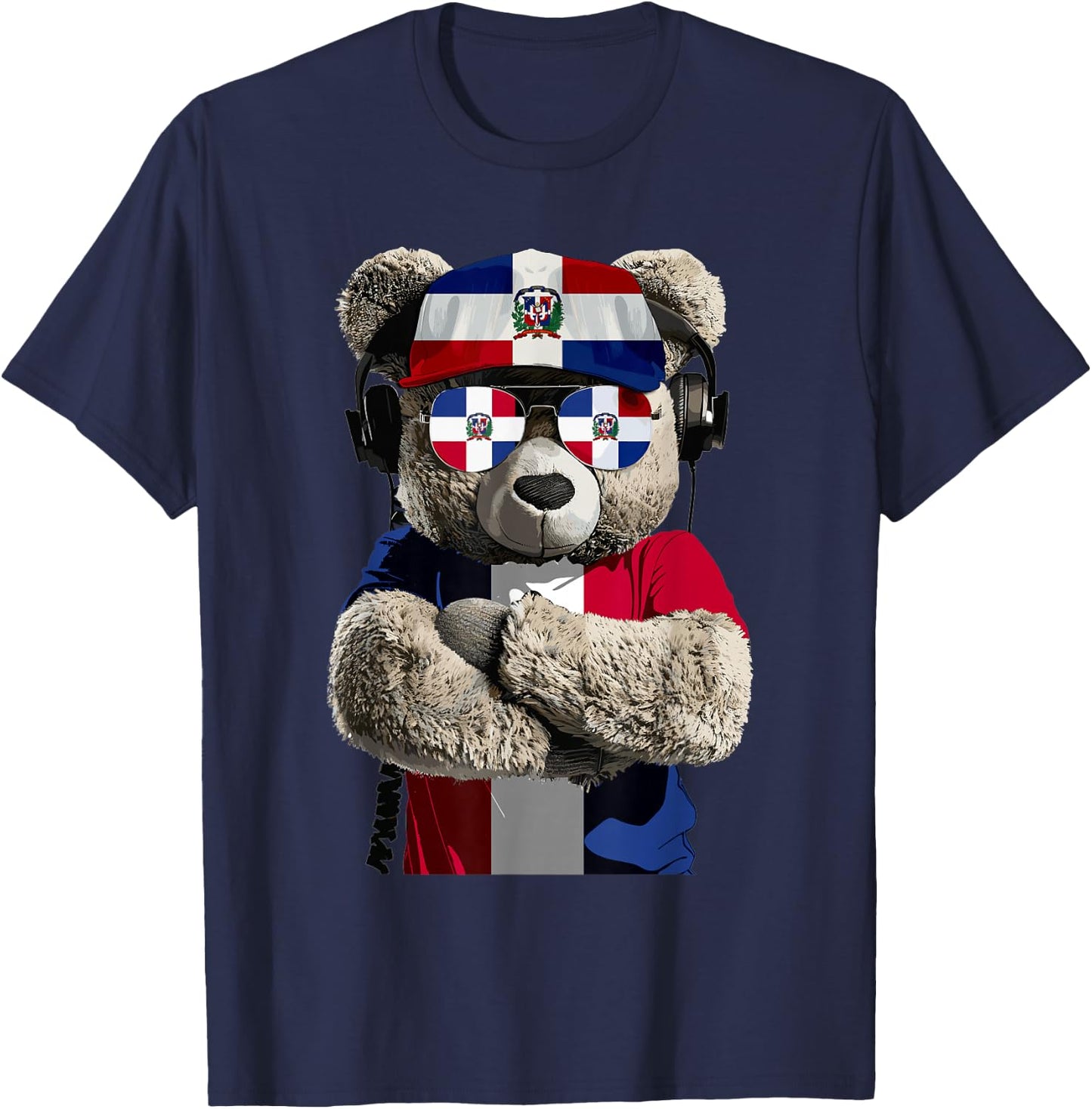 Dominican Flag Bear Souvenirs Products Dominican Republic T-Shirt - T-Shirt | Navy