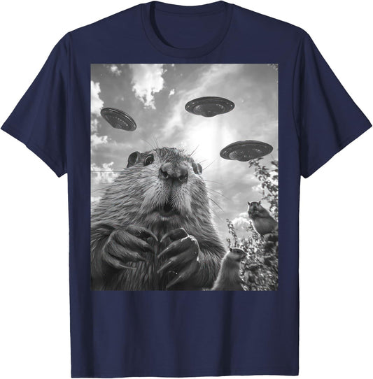 Funny graphic Capybara UFO Alien Funny weird Graphic T-Shirt - T-Shirt | Navy
