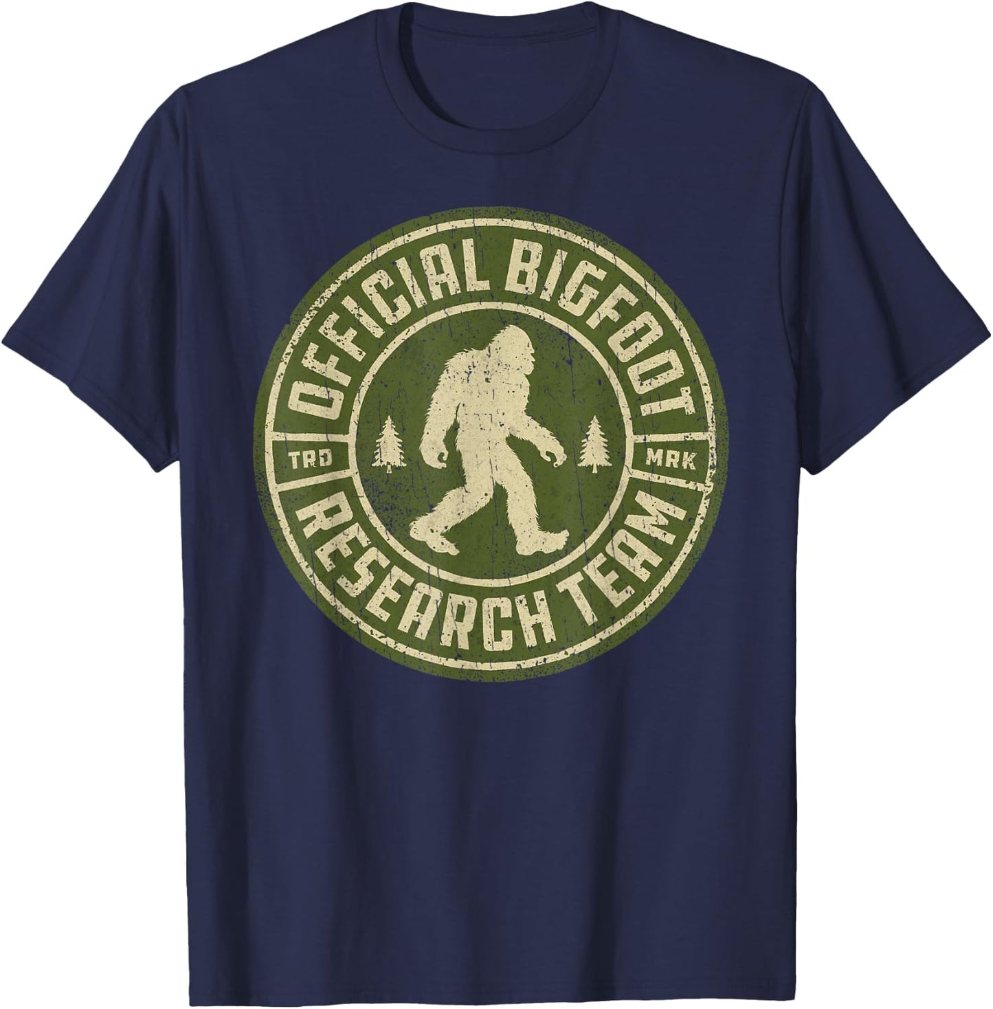 Bigfoot Research Team Retro Vintage Sasquatch Men Women T-Shirt - T-Shirt | Navy