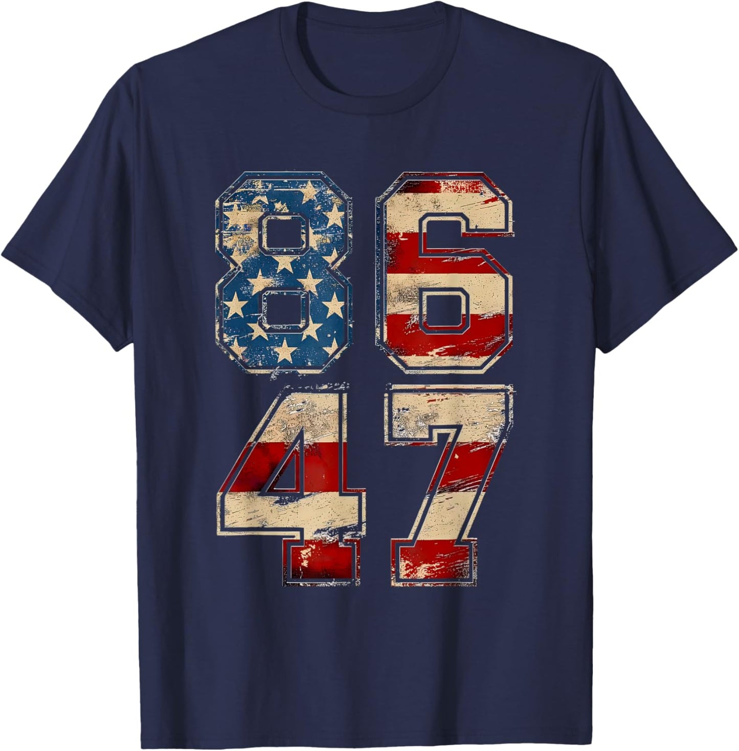 Retro Vintage 8647 Flag America T-Shirt - T-Shirt | Navy