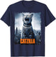 Catzilla Roaring Over City Skyline Cat Monster Kitten Kitty , Small, Black T-Shirt - T-Shirt | Navy