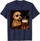 Vintage Cool Goldendoodle Drinking Beer Goldendoodle Dog Dad T-Shirt - T-Shirt | Navy