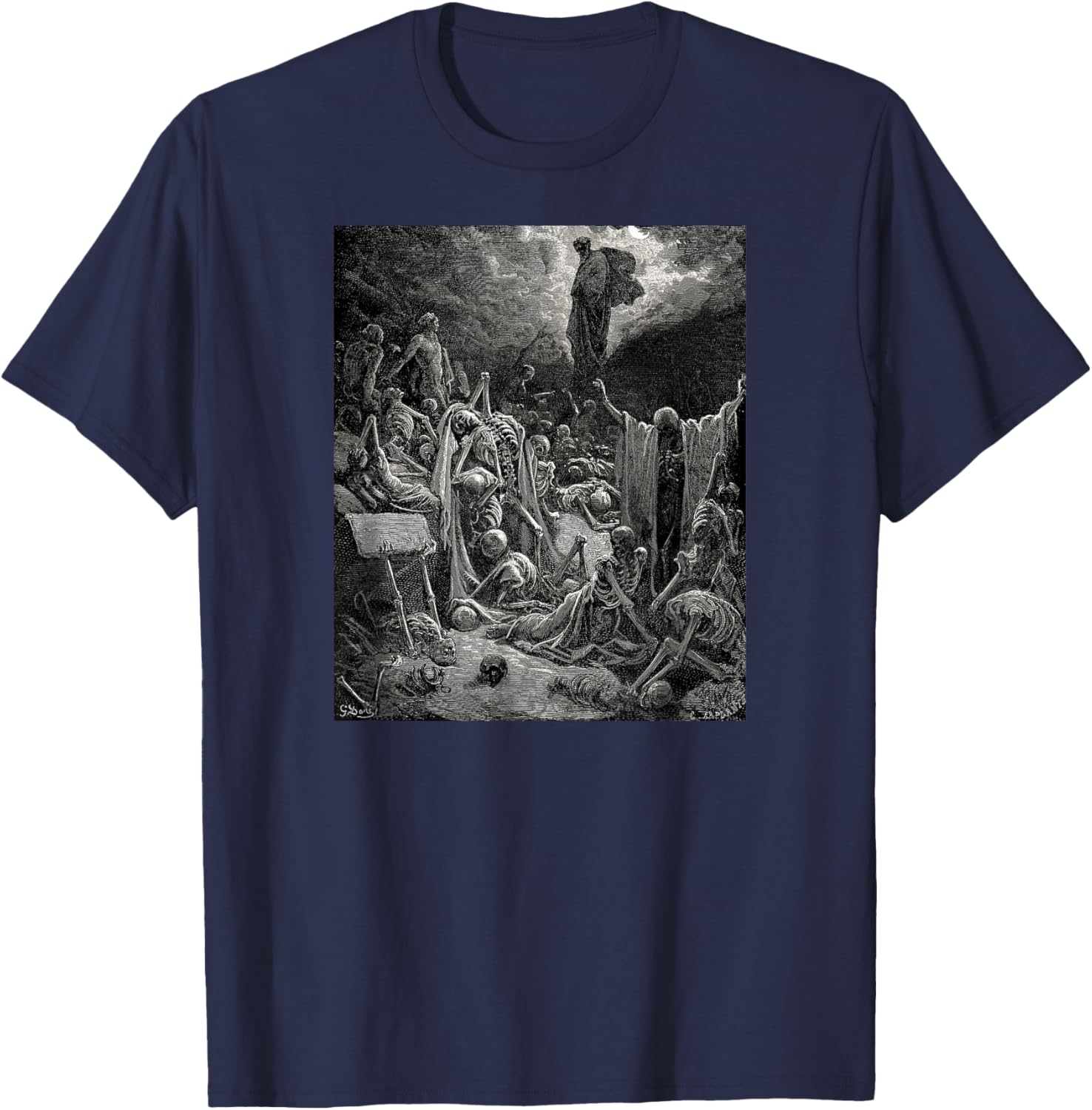 The Vision of the Valley of Dry Bones Gustave Dore T-Shirt - T-Shirt | Navy