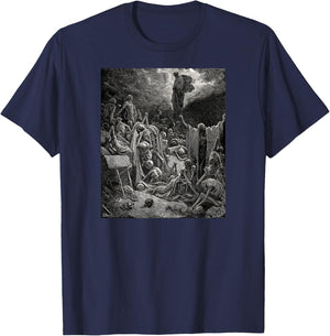 The Vision of the Valley of Dry Bones Gustave Dore T-Shirt - T-Shirt | Navy