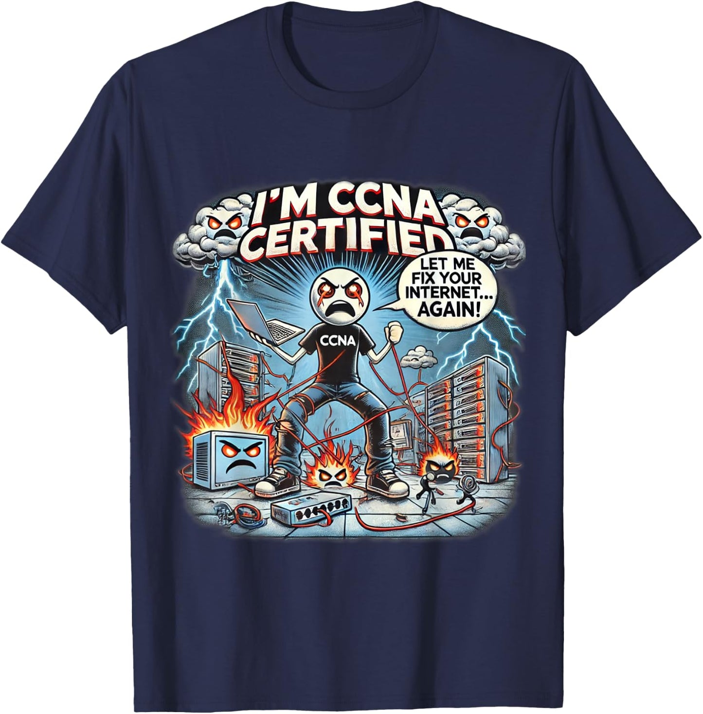 CCNA Certification , Black, Small T-Shirt - T-Shirt | Navy